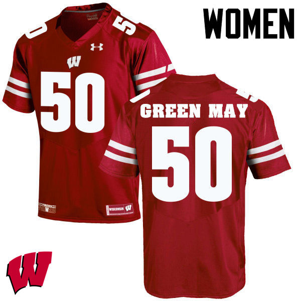 Wisconsin Badgers Women's #50 Izayah Green-May NCAA Under Armour Authentic Red College Stitched Football Jersey BH40L33YK